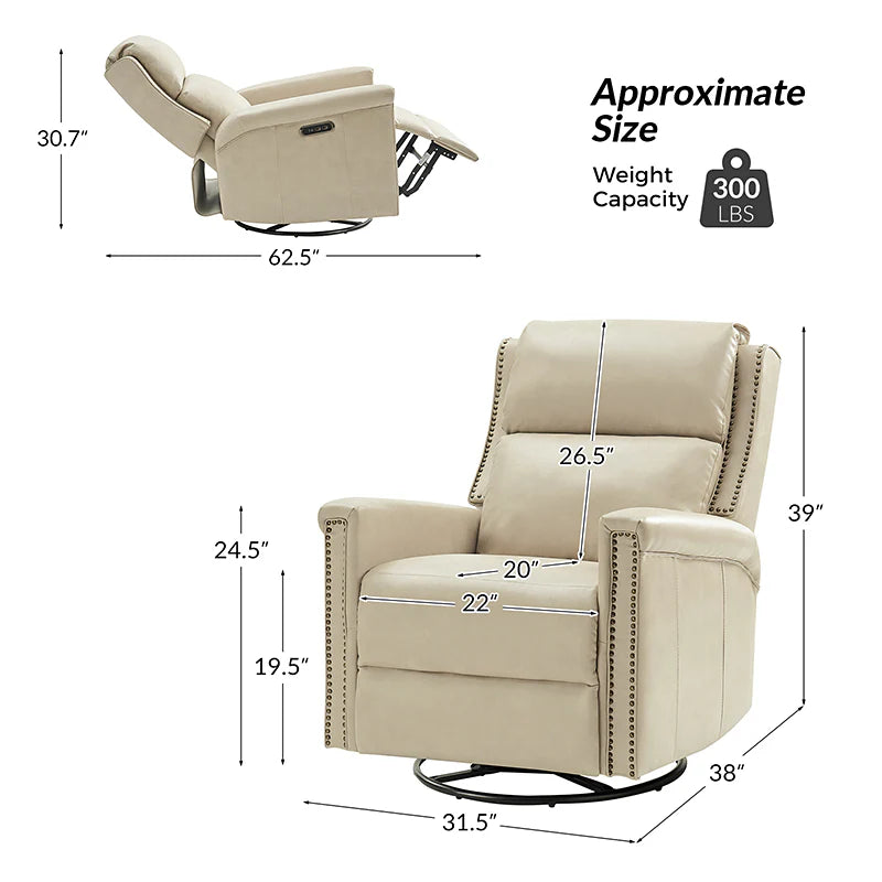 Anton Traditional Design Swivel and Rocker Power Recliner