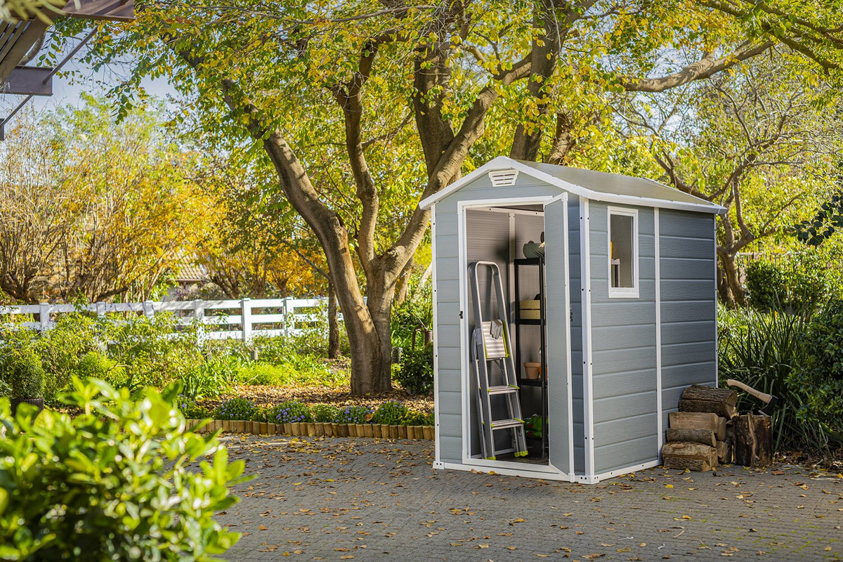 Manor 4 ft. W x 6 ft. D Plastic Vertical Storage Shed