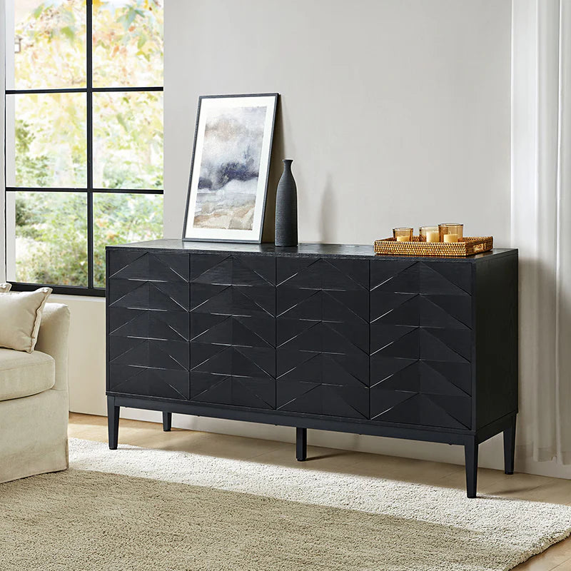 Beat Mid-century Modern 4-door Sideboard with Adjustable Shelf