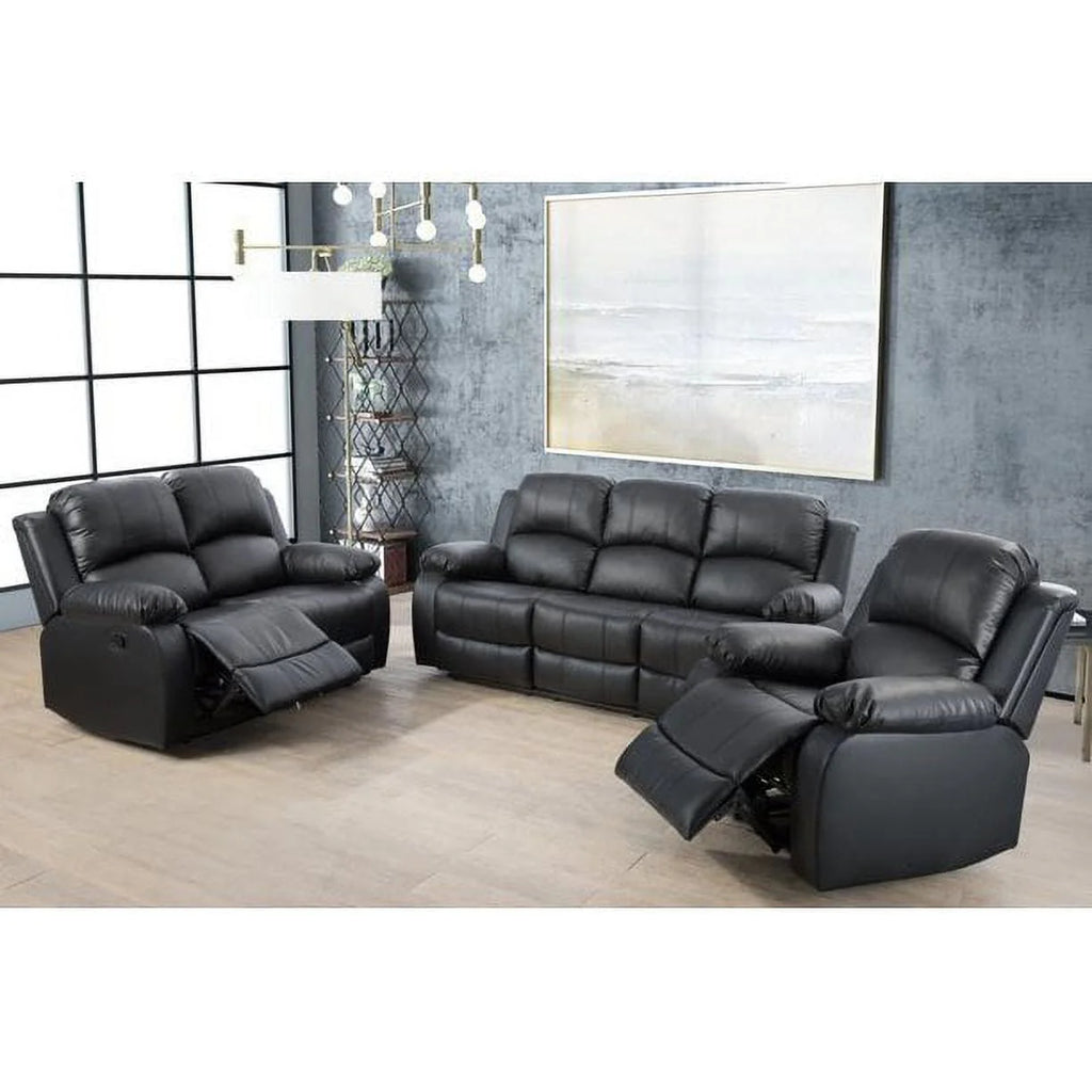 Ainehome Furniture 3 - Pieces Recliner Sectional Sofa Set. Reclining Living Room Sofa. Loveseat. Chair (Black. Living Room Set 3+2+1)