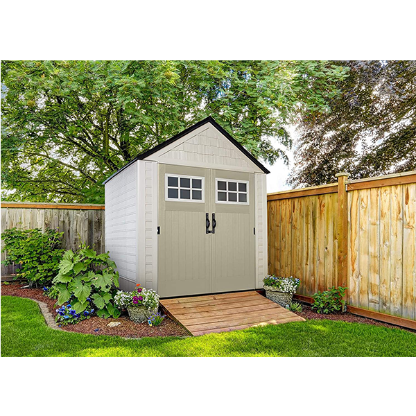 Outdoor Storage Shed. 7X7 feet. Resin Weather Resistant Outdoor Garden Storage Shed for Backyard. Garden. Tool Storage. Lawn. Garage Organizer. Sandstone
