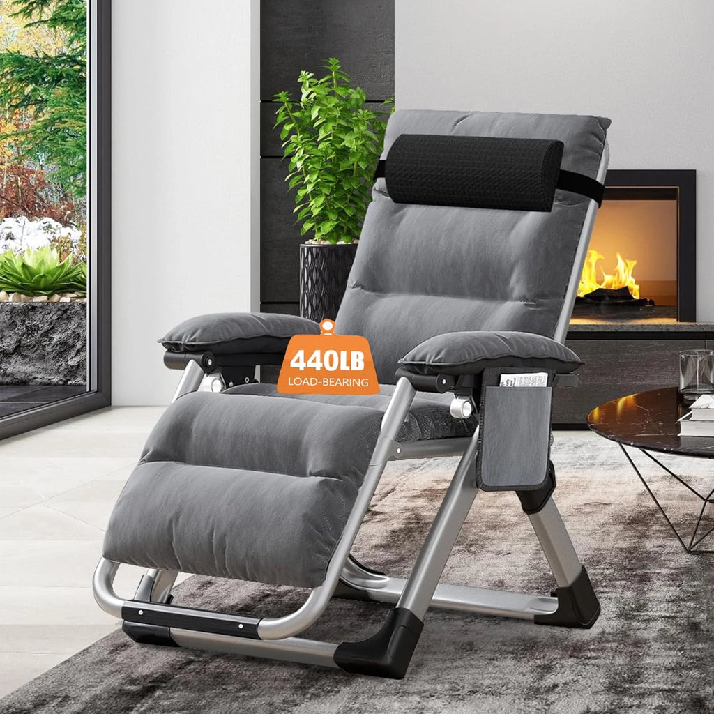 NAIZEA 2 Pack Zero Gravity Chair. Foldable Portable Lawn Recliner with Cushion. Headrest. Cup Holder. Black