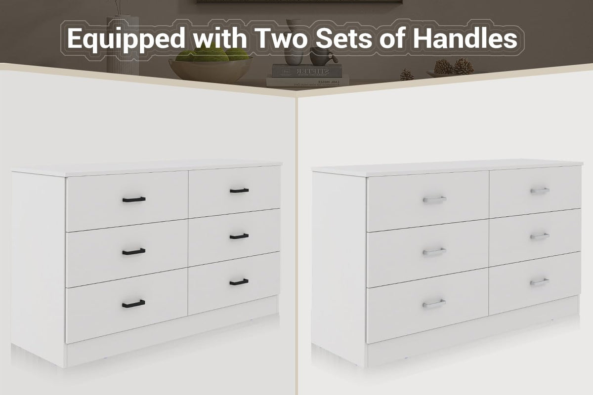 Bigbiglife Wood Dresser for Bedroom. 6 Drawer Double Dresser. Modern Chest of Drawers with Deep Drawers. Large Storage Organizer for Living Room. Closet