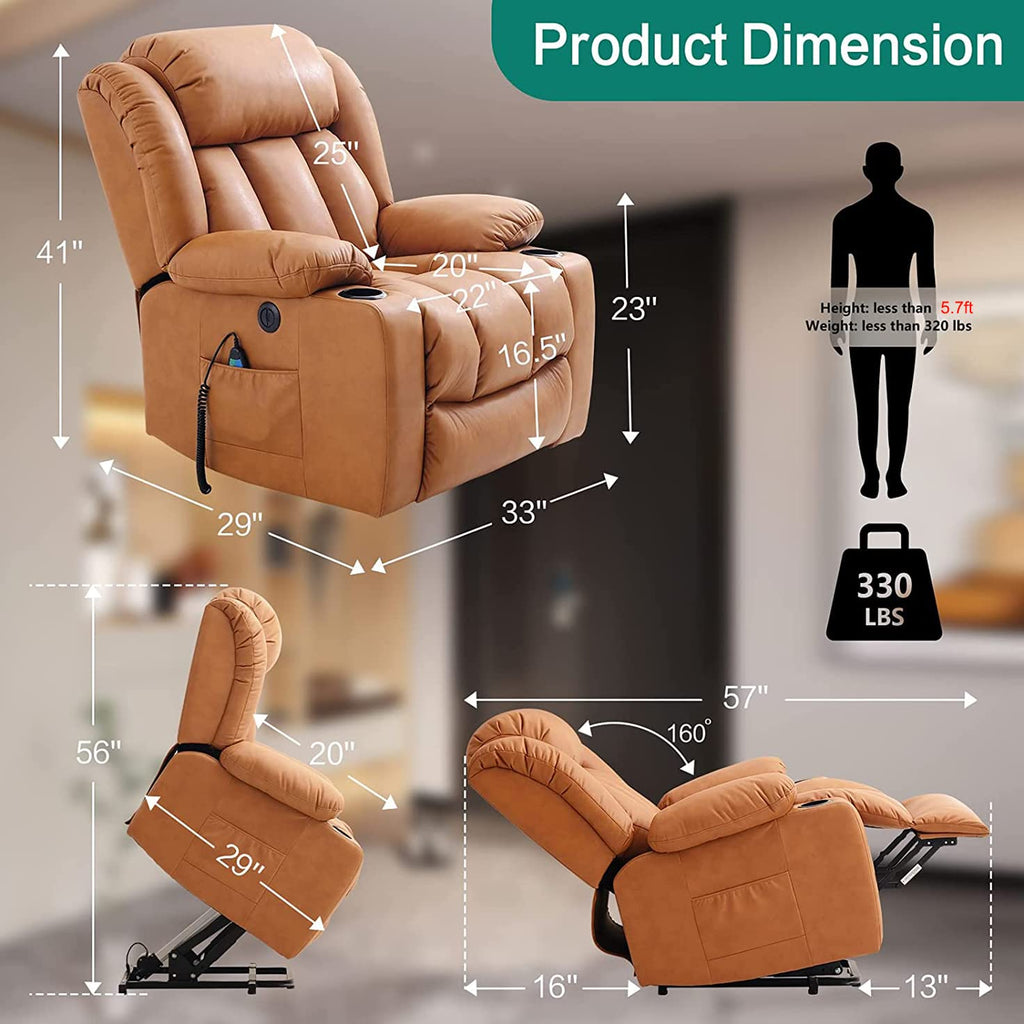 💥Clearance Sale🔥 Mcombo Electric lift Recliner sofa with massage and heating functions. 3 positions. 2 side pockets and cup holders. USB ports!