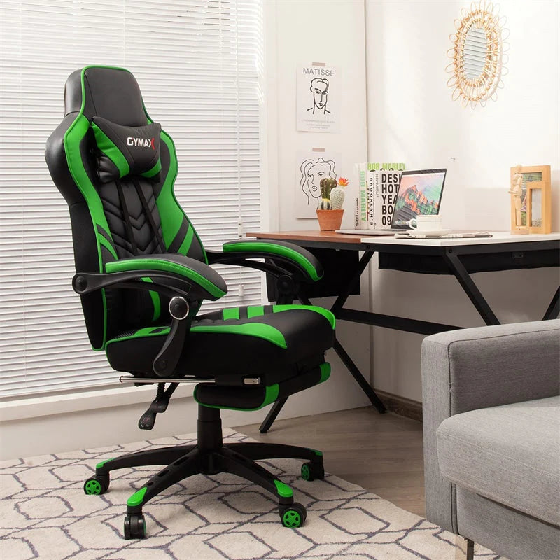 Ergonomic Gaming Chair Recliner with Footrest. Linkage Armrests & Lumbar Support. Big Wide High Back Swivel Video Gaming Office Computer Chair