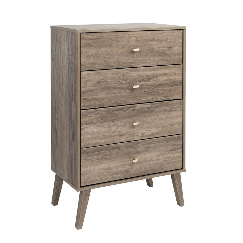 Prepac Milo Mid-Century Modern 4 Drawer Chest of Drawers. Contemporary Bedroom Furniture. Small Dresser for Bedroom