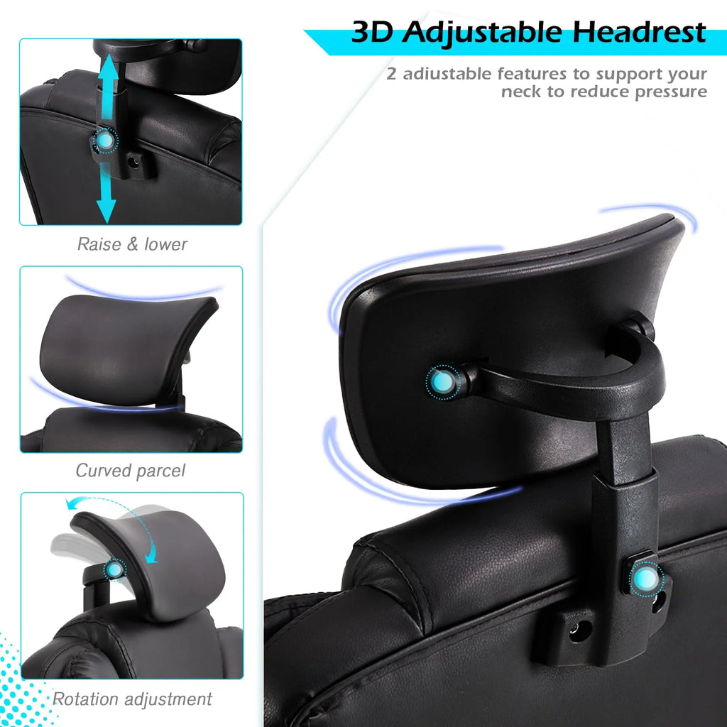 AECOJOY Office Chair with 7 Points Vibration Massage&Heat. Adjustable Ergonomic Recliner. Black