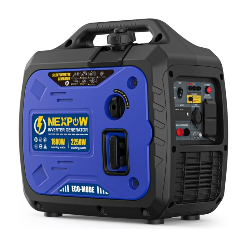 NEXPOW Portable Inverter Generator. 2250W Super Quiet Generator with CO Alarm Ideal.Eco-Mode Feature. Parallel Capability.EPA Compliant.and 5v/3A USB Outlet.Lightweight For Backup Home Us& Camping