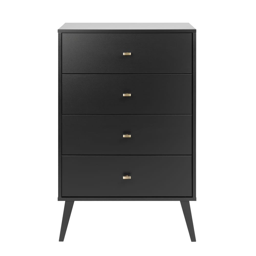 Prepac Milo Mid-Century Modern 4 Drawer Chest of Drawers. Contemporary Bedroom Furniture. Small Dresser for Bedroom