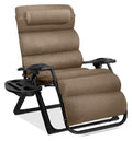 Oversized Chair. Folding Outdoor Patio Recliner. XL Anti Gravity Lounger W/Removable Cushion. Cup Holder. Side Tray. 350 lb Capacity - Taupe
