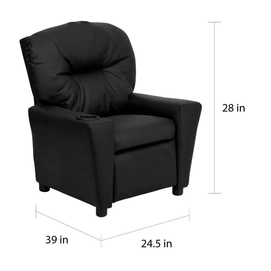 Lancaster Home Contemporary Kids Recliner with Cup Holder Brown Microfiber