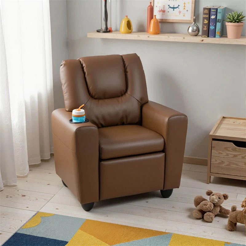 Kids Recliner Chair with Cup Holder & Side Pocket. Adjustable Toddler Lounge Sofa. Ergonomic Children Armchairs for Boys Girls Age 3+. 150lbs