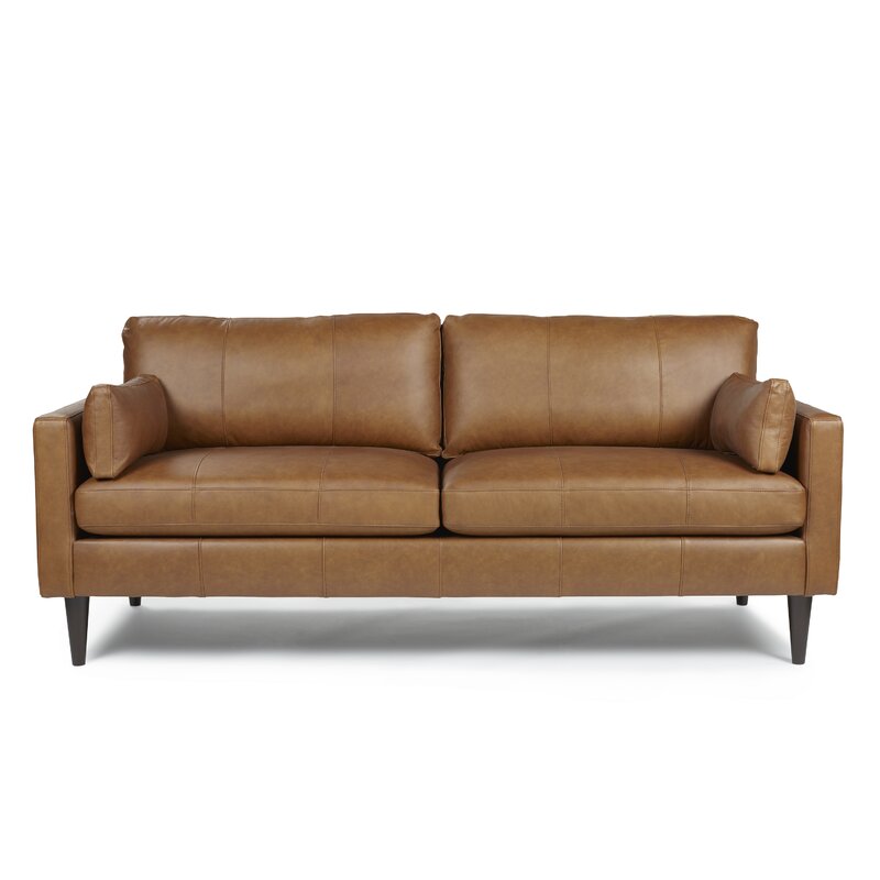 Gaia 81 Genuine Leather Square Arm Sofa