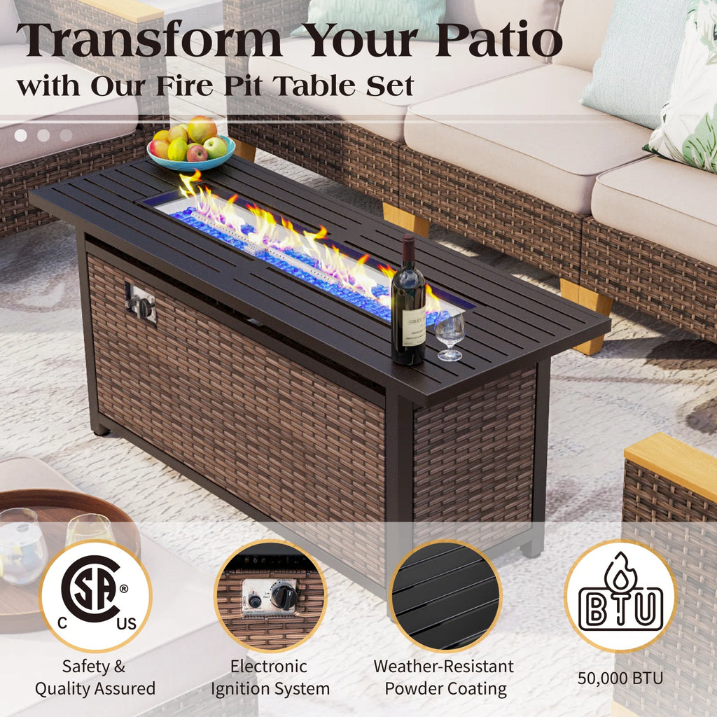 Wicker 9 - Person Garden Lounge Set with Cushions