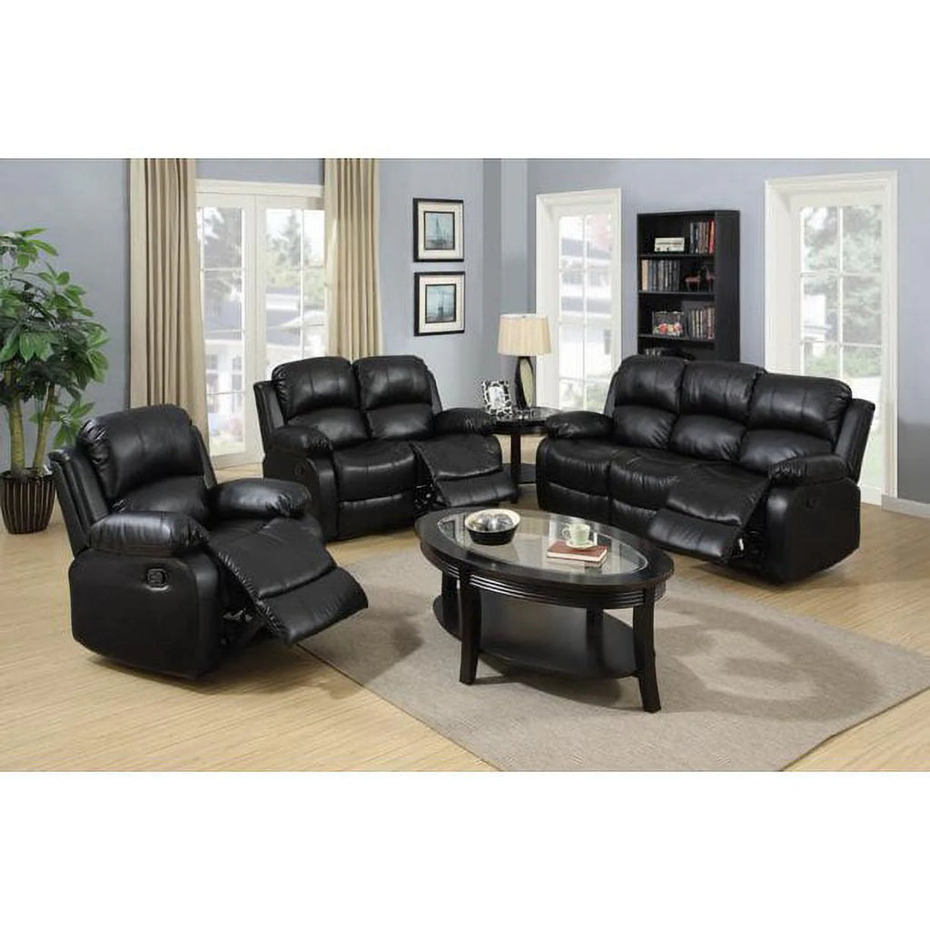 Ainehome Furniture 3 - Pieces Recliner Sectional Sofa Set. Reclining Living Room Sofa. Loveseat. Chair (Black. Living Room Set 3+2+1)
