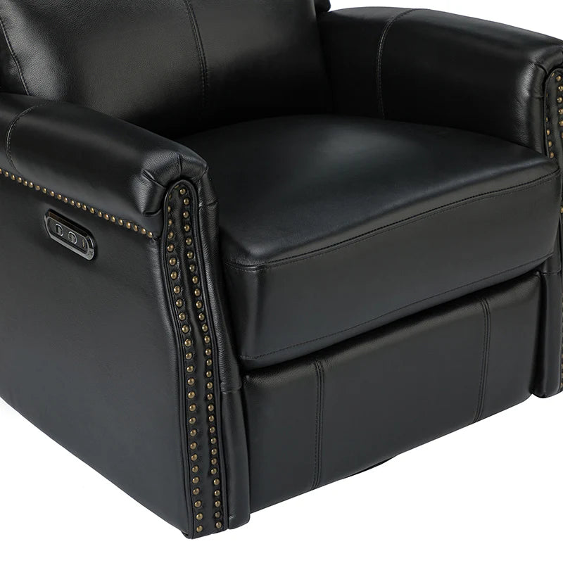 Kaietan Genuine Leather Power Rocking Recliner