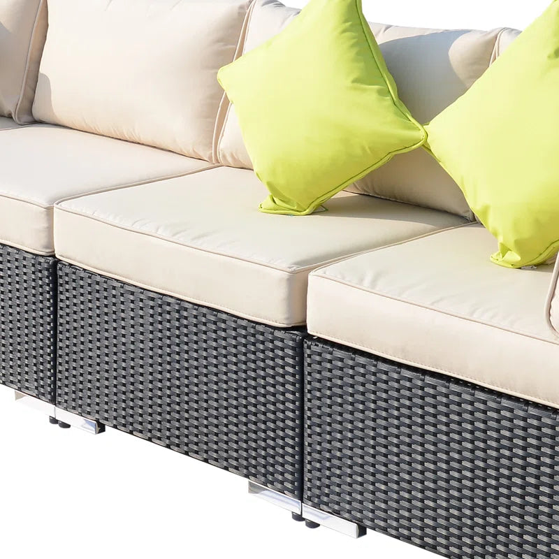Sebeka Wicker 7 - Person Garden Lounge Set with Cushions