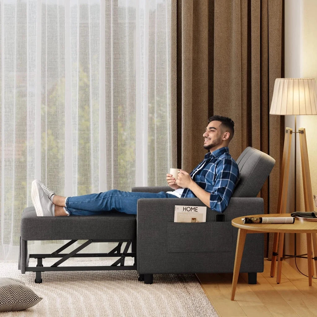 Convertible Sleeper Chair. Aiho 3 - in - 1 Convertible Sofa Bed Recliner Chair with Pull Out Couch - Dark Gray