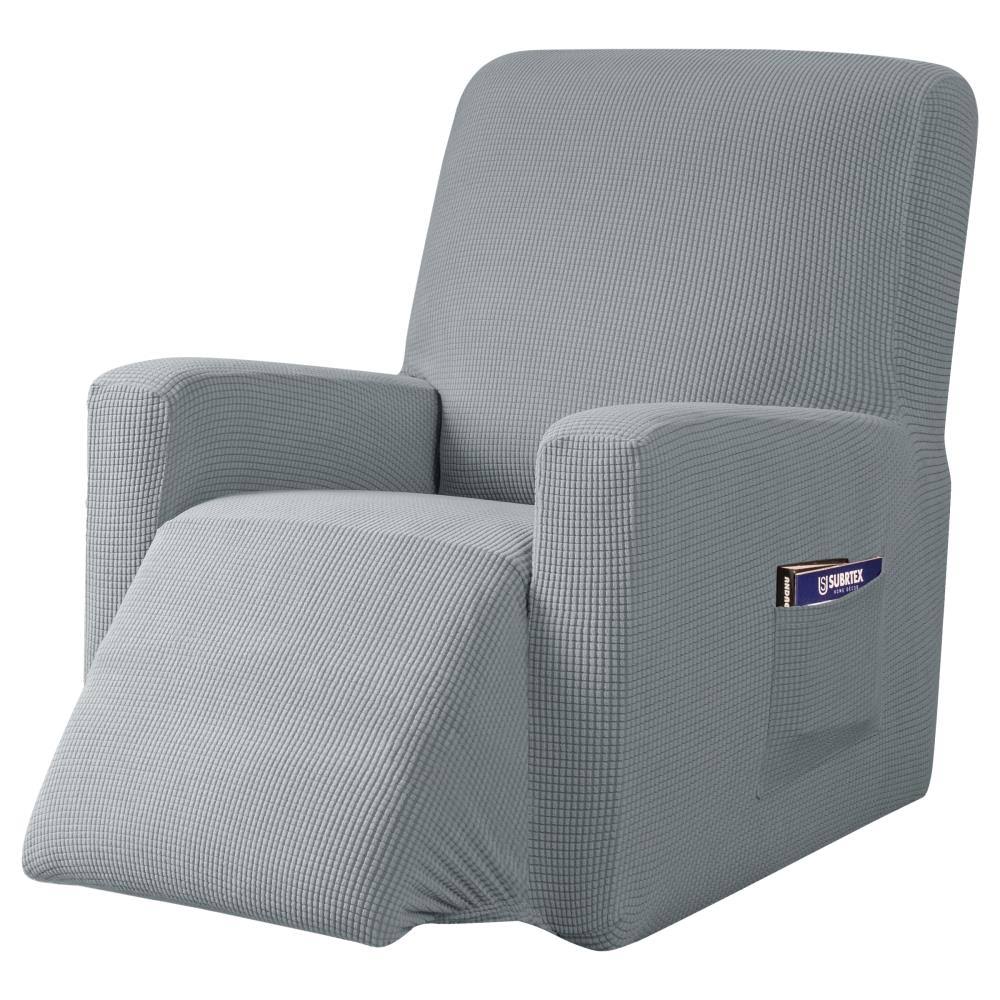 Subrtex Recliner Slipcover with Pockets Stretch Furniture Chair Cover. Light Gray (Back Width 24 inch-32 inch & Height 29 inch-36.5 inch)