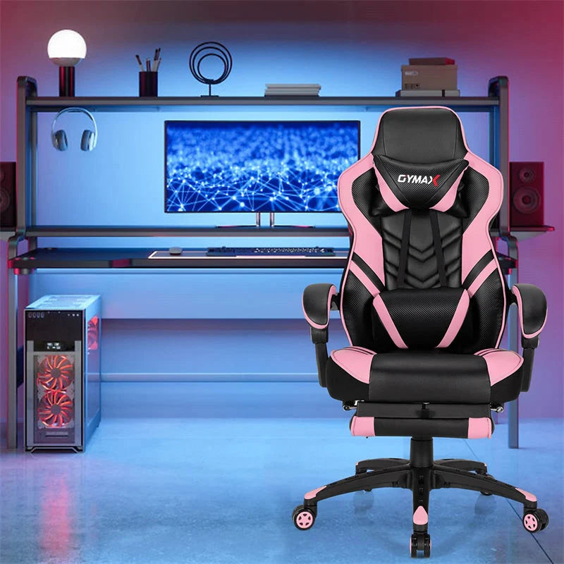 Ergonomic Gaming Chair Recliner with Footrest. Linkage Armrests & Lumbar Support. Big Wide High Back Swivel Video Gaming Office Computer Chair