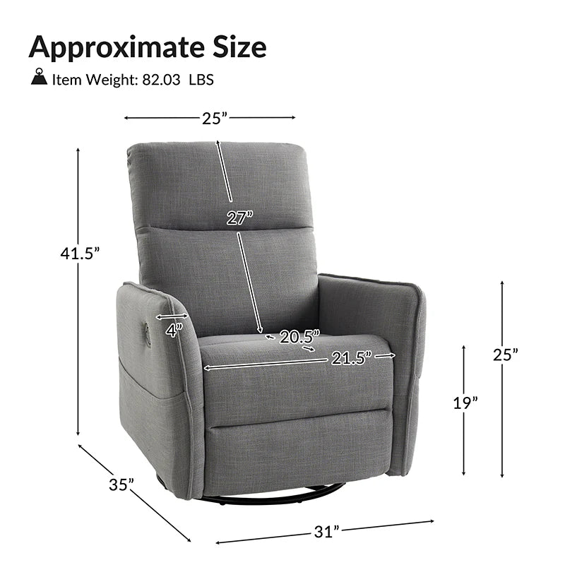 Chris Swivel Rocker Recliner with Two Side Pockets