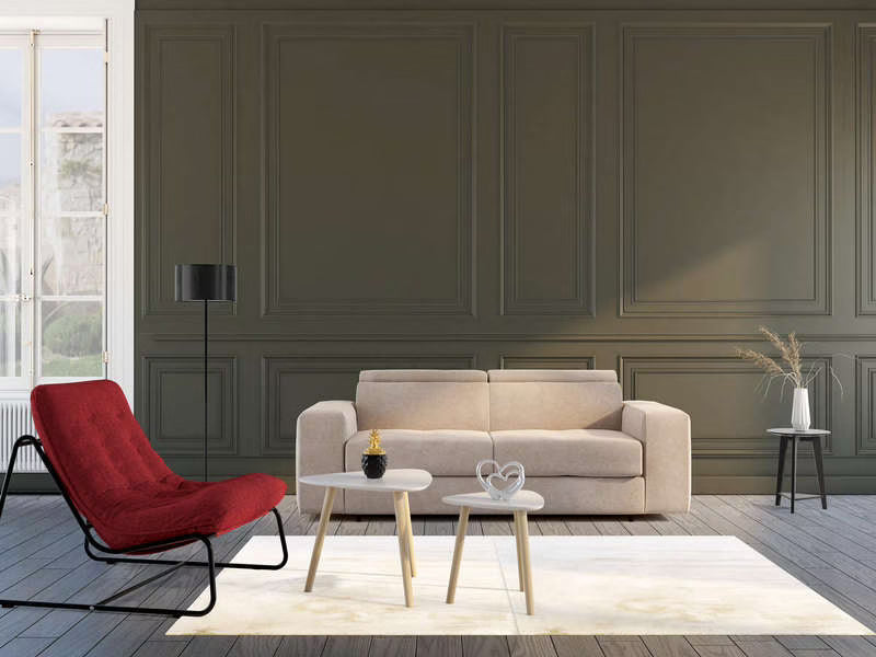 Canape droit convertible MODENA 3 pl Tissu taupe