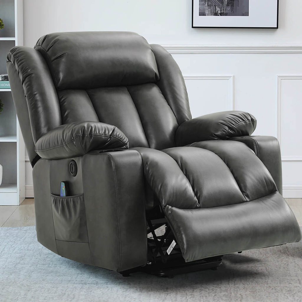 💥Clearance Sale🔥 Mcombo Electric lift Recliner sofa with massage and heating functions. 3 positions. 2 side pockets and cup holders. USB ports!