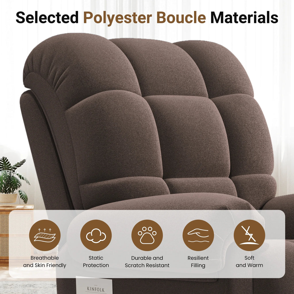 Power Recliner Chair. Electric Recline Sofa Chair for Adults with USB Port. Comfy Teddy Fleece Adjustable Cloud Sofa. Tool - Free Setup. Beige White