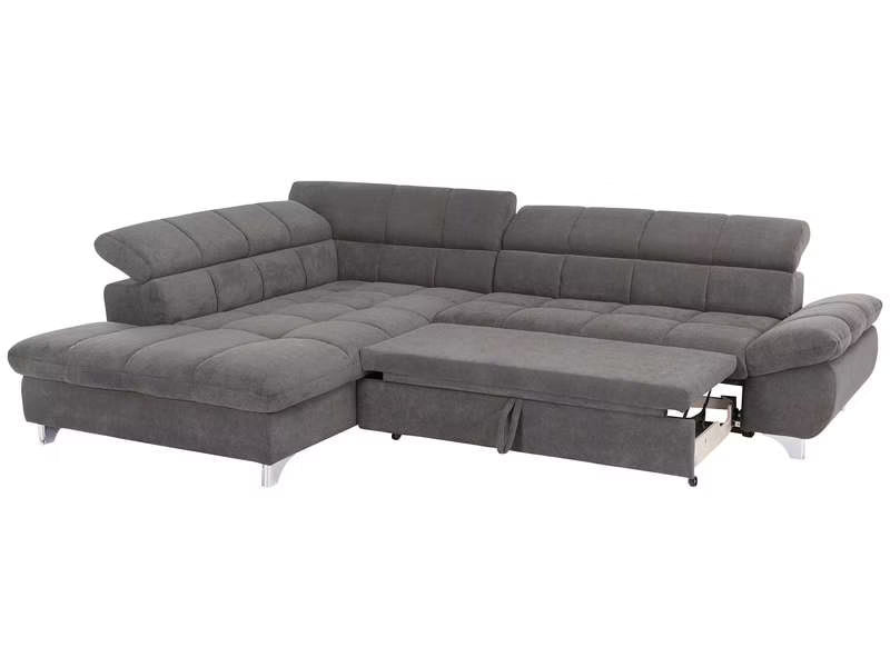 Canapé d'angle gauche/droite convertible TWIN 4 pl Tissu gris