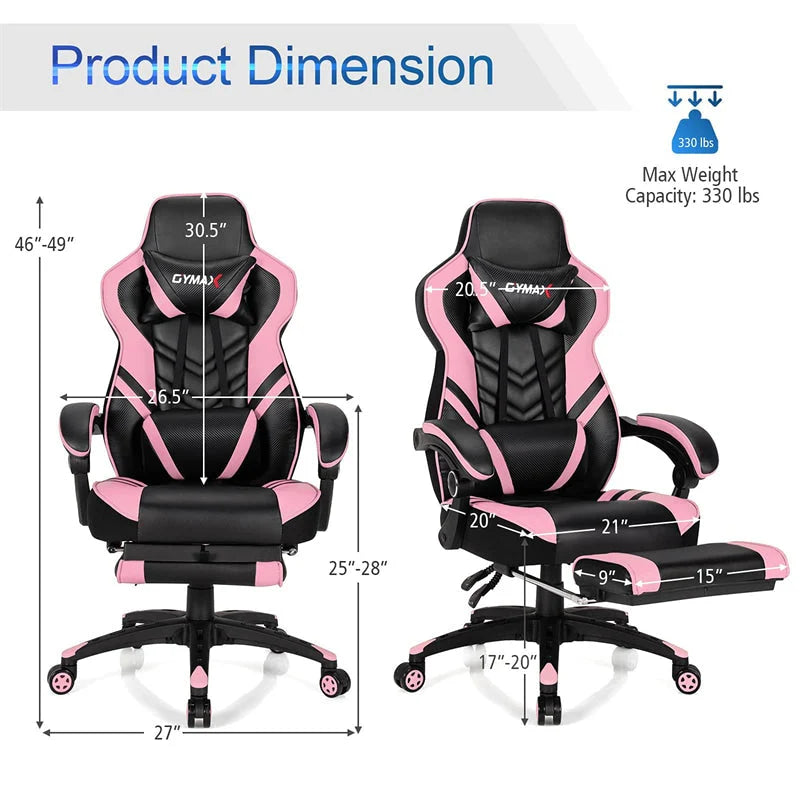Ergonomic Gaming Chair Recliner with Footrest. Linkage Armrests & Lumbar Support. Big Wide High Back Swivel Video Gaming Office Computer Chair