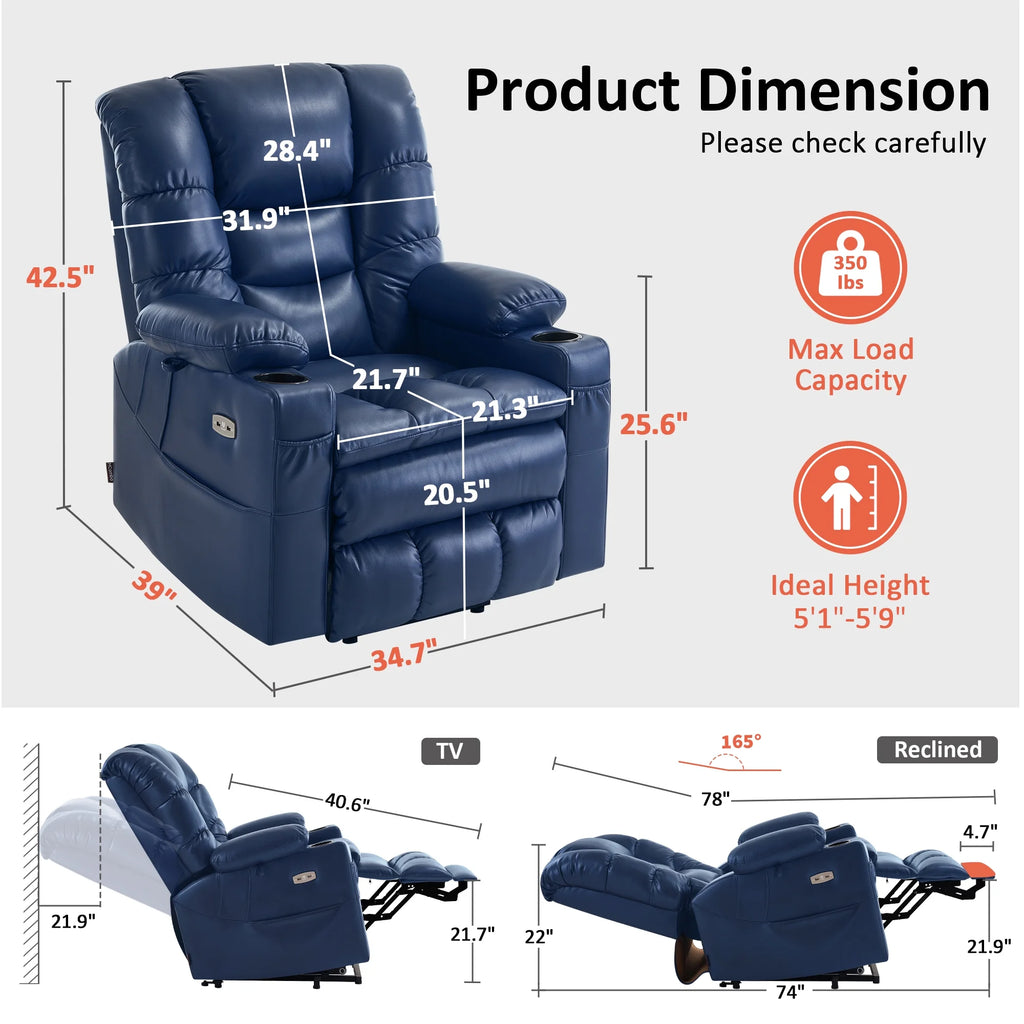 Mcombo Triple Motor Power Lift Recliner for Elderly. Sleep Recliner Sofa with Adjustable Headrest. Faux Leather. Dark Brown