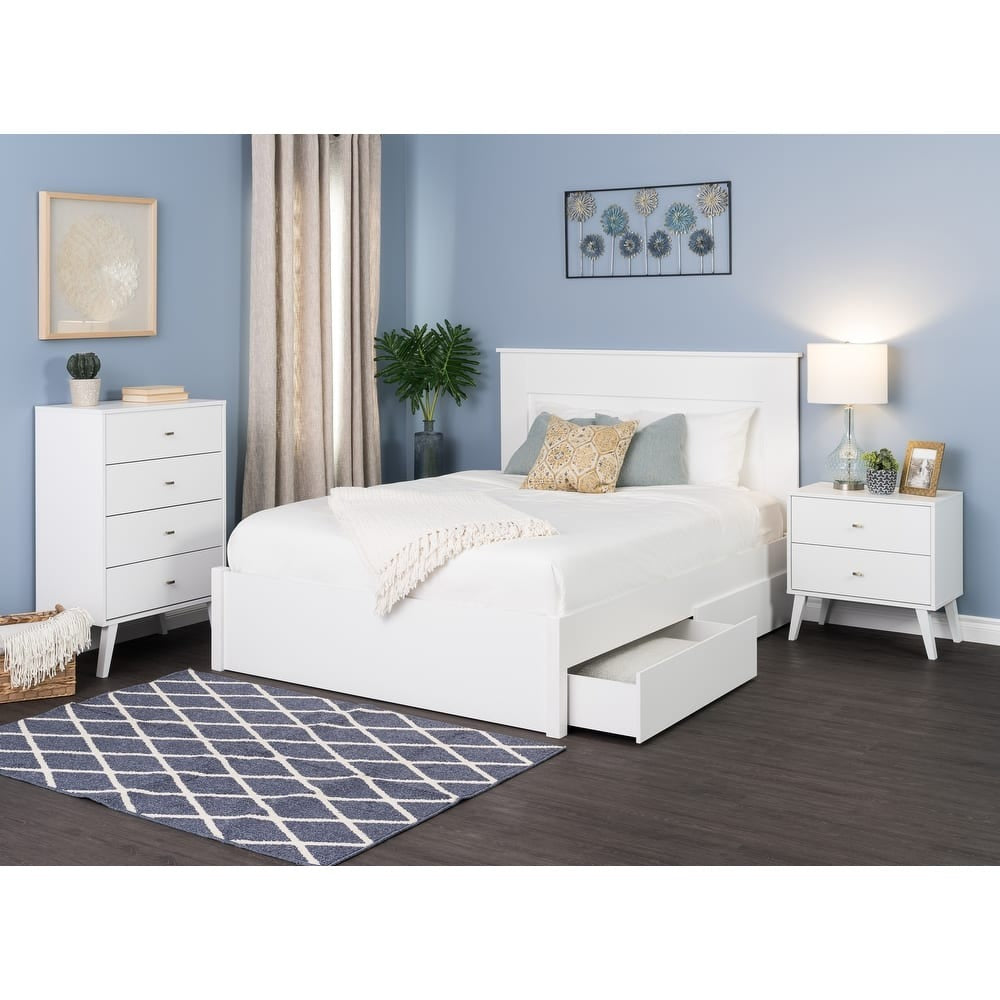 Prepac Milo Mid-Century Modern 4 Drawer Chest of Drawers. Contemporary Bedroom Furniture. Small Dresser for Bedroom