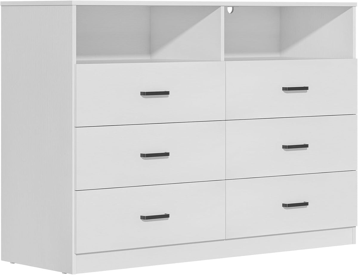 Bigbiglife Wood Dresser for Bedroom. 6 Drawer Double Dresser. Modern Chest of Drawers with Deep Drawers. Large Storage Organizer for Living Room. Closet