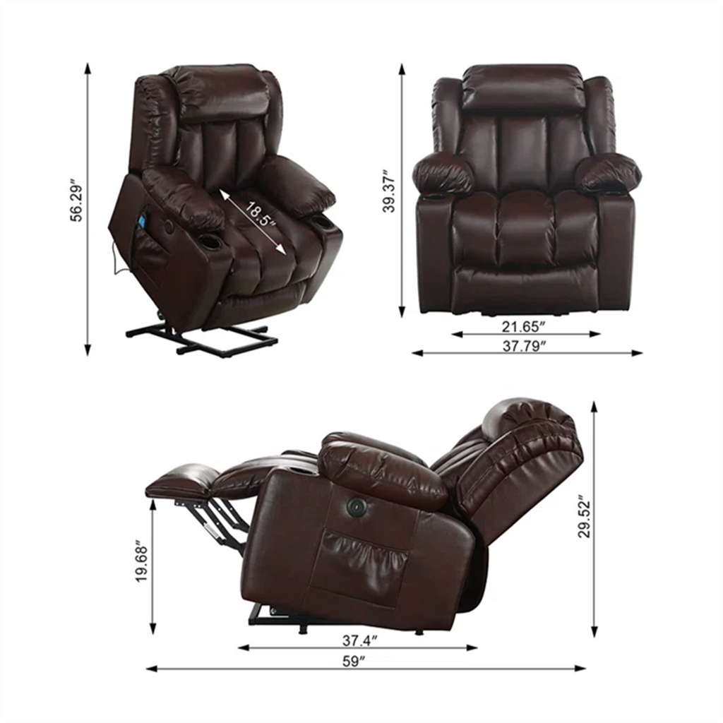 💥Clearance Sale🔥 Mcombo Electric lift Recliner sofa with massage and heating functions. 3 positions. 2 side pockets and cup holders. USB ports!
