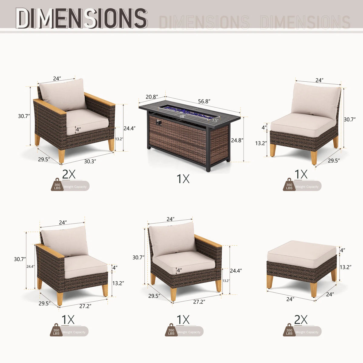 Wicker 9 - Person Garden Lounge Set with Cushions