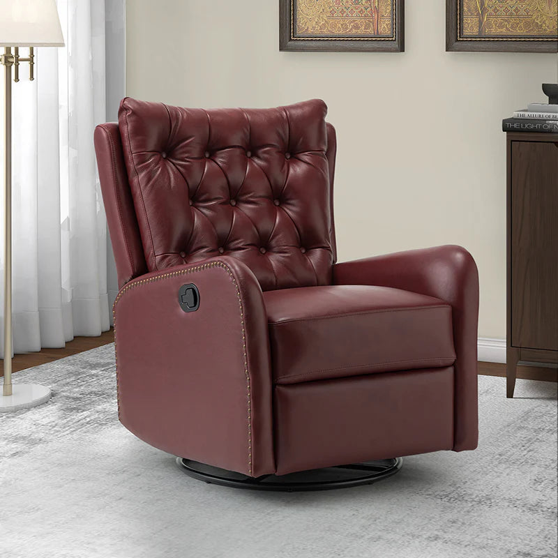 Francisco Genuine Leather Manual Swivel Recliner