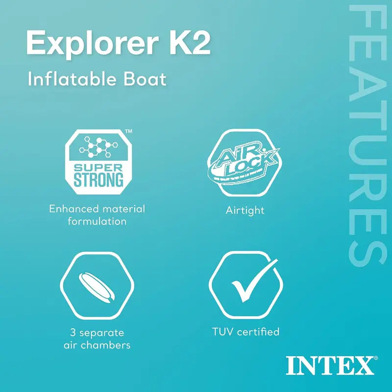 Explorer K2 Inflatable Kayak for Two – Durable PVC. Adjustable Seat. 86″ Aluminum Paddle &amp; High-Output Pump (400-Lb Capacity)