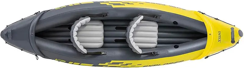 Explorer K2 Inflatable Kayak for Two – Durable PVC. Adjustable Seat. 86″ Aluminum Paddle &amp; High-Output Pump (400-Lb Capacity)