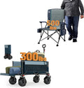 Extra Large Camping Chair with High Back Support &amp; 47″ Folding Wagon - Supports Up to 500lbs