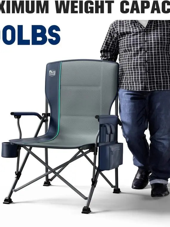 Extra Large Camping Chair with High Back Support &amp; 47″ Folding Wagon - Supports Up to 500lbs