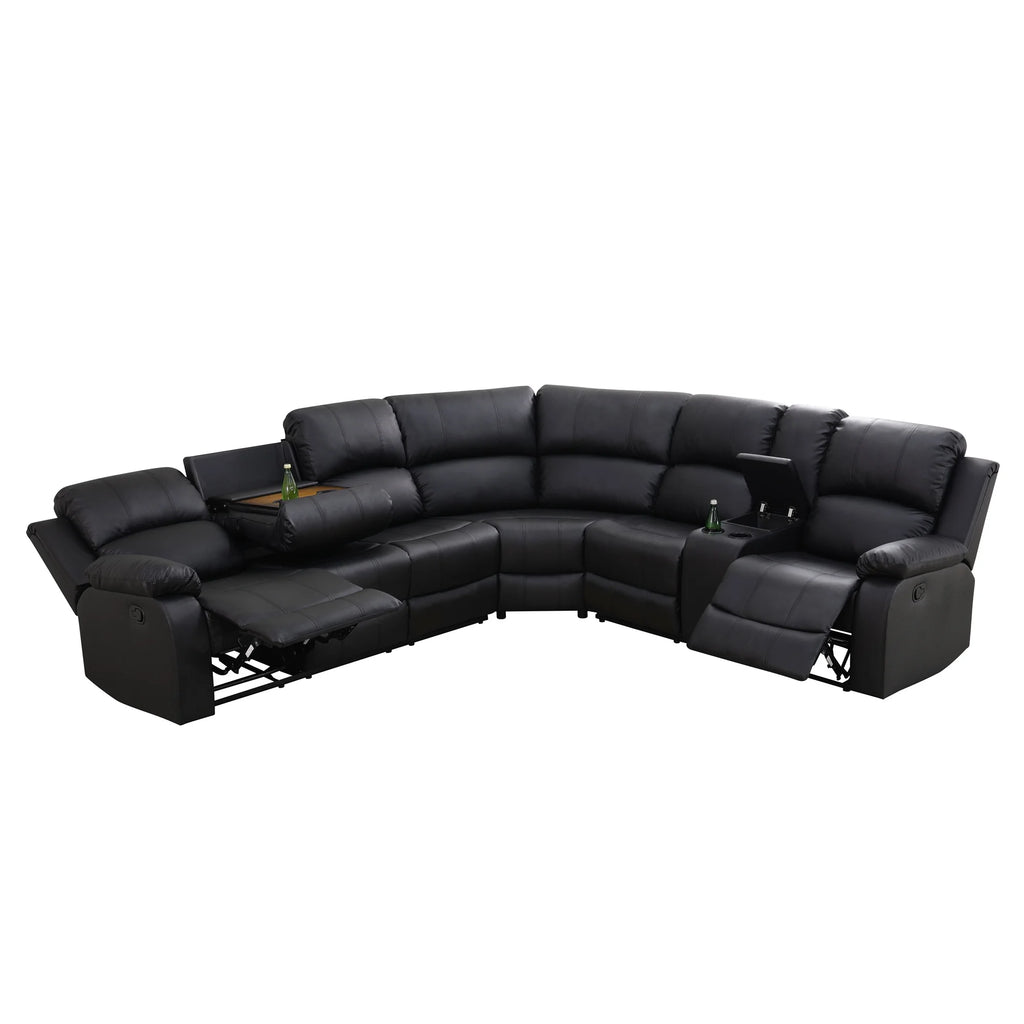 Aukfa 3 - Piece Recliner Sofa Set. 6 Seat Sectional Couch with Cup Holders&Storage Console. Gray