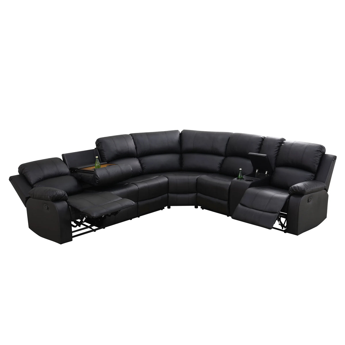 Aukfa 3 - Piece Recliner Sofa Set. 6 Seat Sectional Couch with Cup Holders&Storage Console. Gray