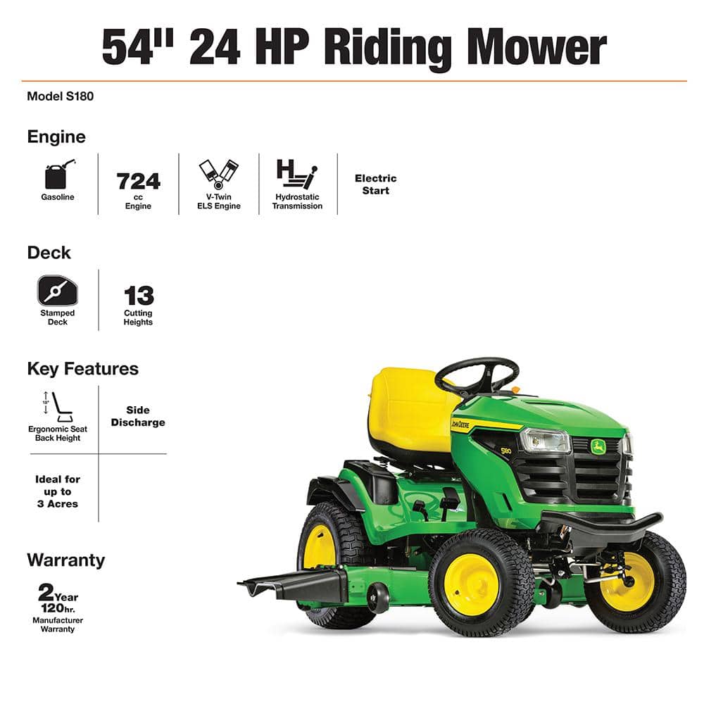 S180 54 in. 24 HP V-Twin ELS Gas Hydrostatic Riding Lawn Tractor