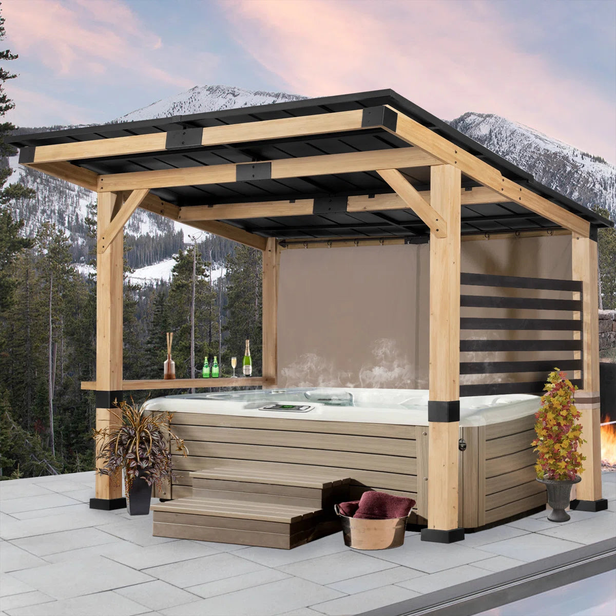 12' W x 10' D Solid Wood Patio Gazebo