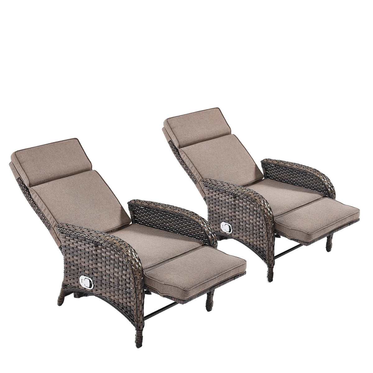 OPOHORO Outdoor Recliner Chair. Adjustable Reclining Patio Chair with Cushion. Wicker Outdoor Chaise Lounge with Adjustable Backrest and Footrest. Ideal for Pool Deck. Beige