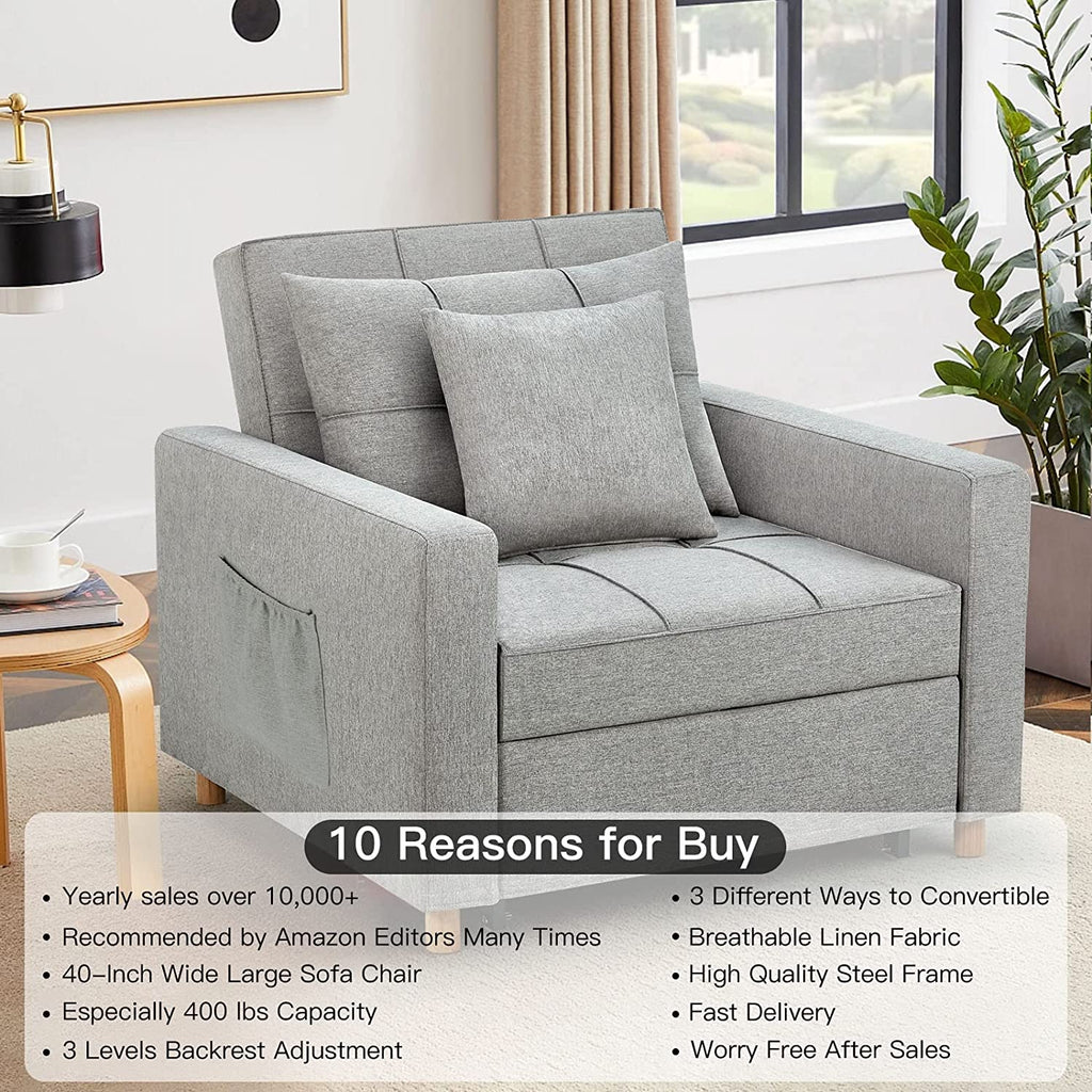 🔥 40 Inch 3-in-1 Convertible Chair Bed.Sofa Bed.