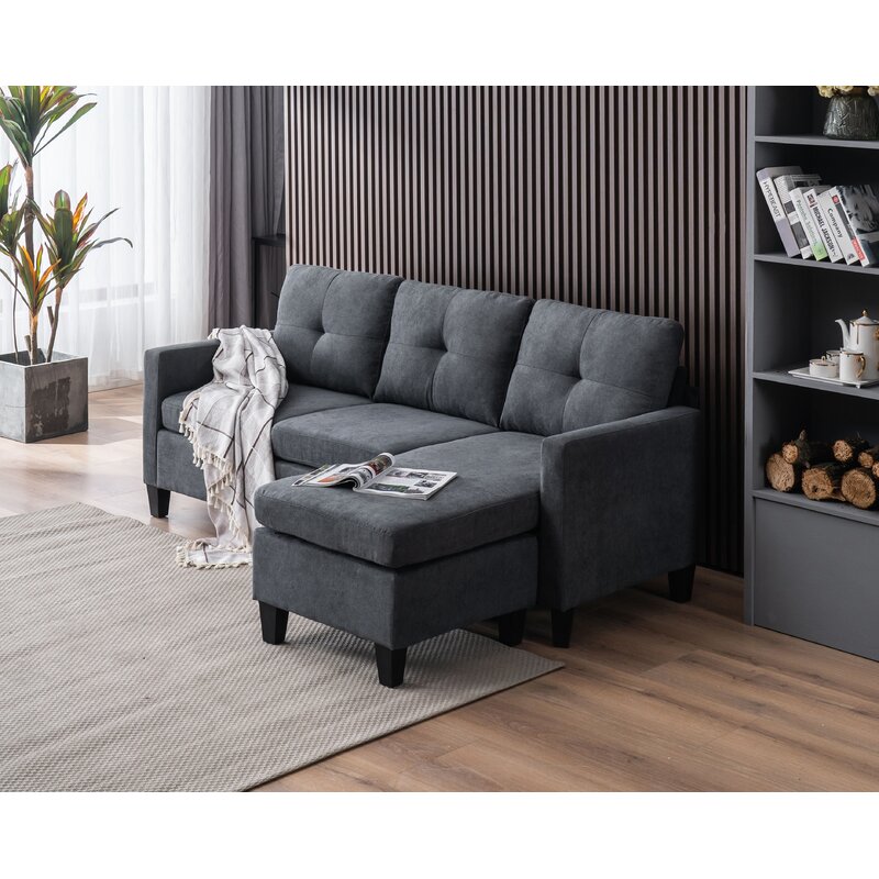 Almendarez 77′′ Wide Reversible Modular Sofa & Chaise With Ottoman