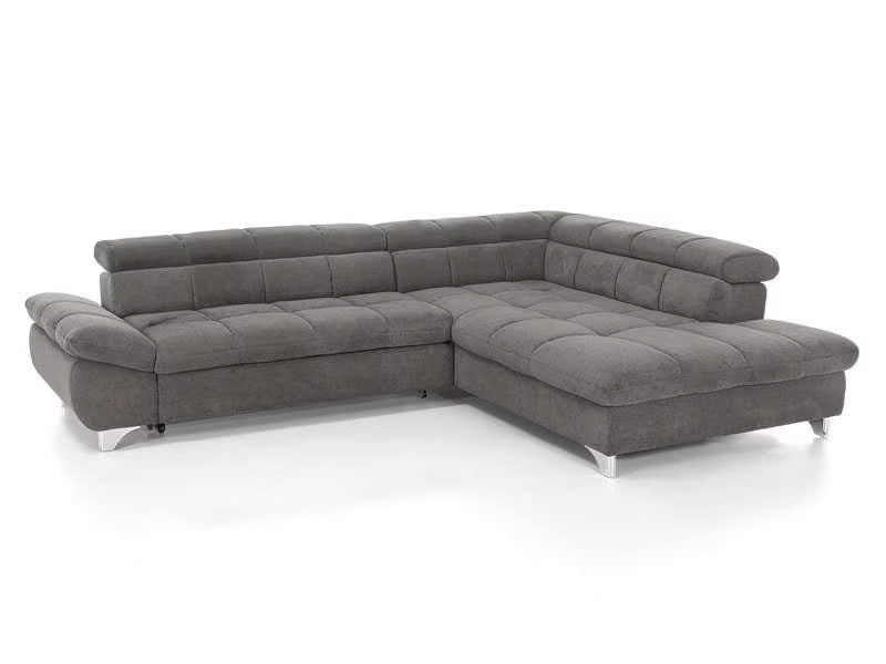Canapé d'angle gauche/droite convertible TWIN 4 pl Tissu gris