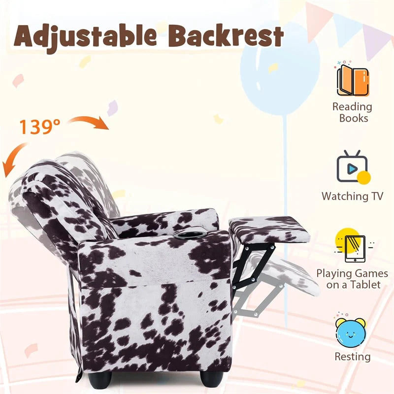 Kids Recliner Chair with Cup Holder & Side Pocket. Adjustable Toddler Lounge Sofa. Ergonomic Children Armchairs for Boys Girls Age 3+. 150lbs