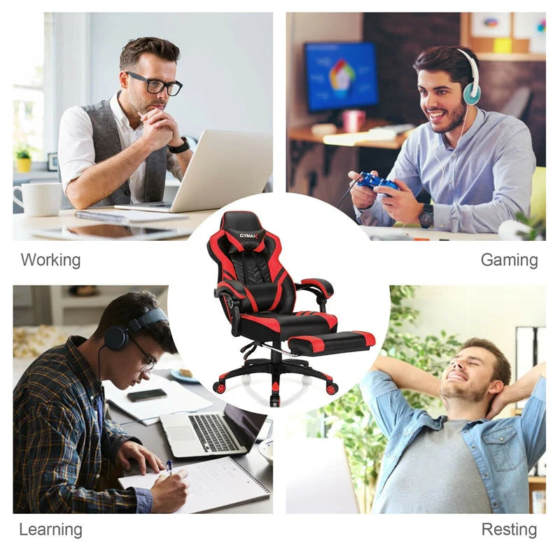 Ergonomic Gaming Chair Recliner with Footrest. Linkage Armrests & Lumbar Support. Big Wide High Back Swivel Video Gaming Office Computer Chair